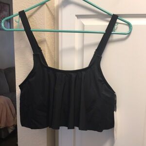 Cover Girl black ruffle swim top NWT